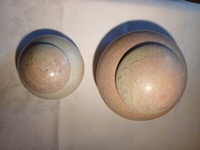 MATCHING PAIR of SOAPSTONE TRINKET BOXES. Round. Hand carved. No chips or cracks