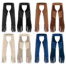 UK Men Faux Leather Motorcycle Riders Chaps Vintage Western Cowboy Pants Costume