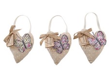Beautiful Padded Hearts With Butterflies and Quote Tag Hanging Decorations Langs