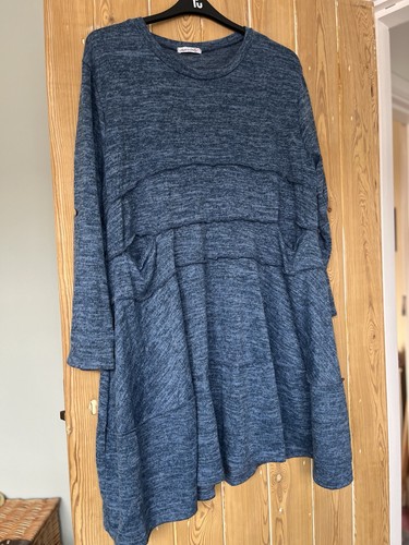 Large lagenlook dress blue - dress,