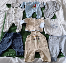 9x Baby Boy Clothes Bundle 0-3 Mths M&S NEXT Elephants Winnie the Pooh Dungarees