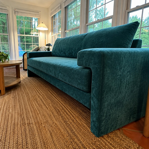 Modern 81in green - modern, chenille
