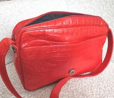 NEW ~ ENNY red mock croc Italian leather crossbody shoulder bag 23 x 18 x6 cm