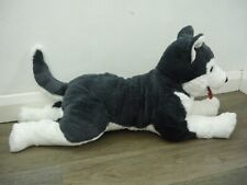 Dark Grey & White Husky Puppy Dog Wolf Wild Dog Soft Plush Toy 76cm 30" LIVLIG
