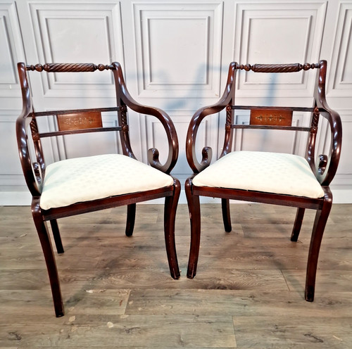 Antique caver armchairs - antique, dining
