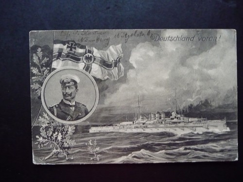 Postcard map shows battleship - postcard:,