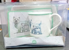The Leonardo Collection Fine China Mug, Coaster & Tray Set dog and puppy set