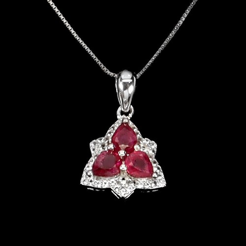 Silver pendant ruby genuine - ruby,