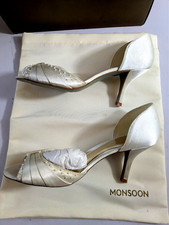 Monsoon Bridal Heels Shoes Ivory UK 6 Boxed and Shoe Bag