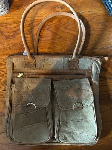 Suede patchwork handbag