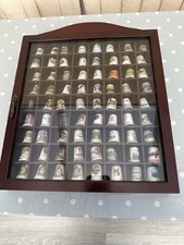 Wooden Glass Fronted Thimble Display Case With 72 Thimbles.