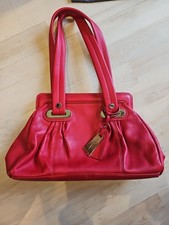 Ladies New Red 100% Leather Medium Handbag By Jasper Conran Debenhams