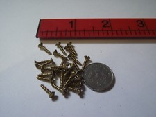 TINY 2 x 3/8" VINTAGE BRASS SLOTTED RAISED HEAD WOOD SCREWS Qty 25 - CLOCKS
