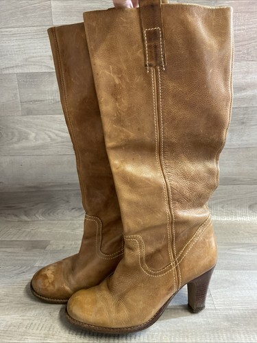 Faith brown leather boots calf - brown,