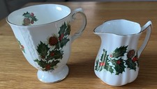 Fine China  Matching Christmas Mug And Cream Jug Rosina Yuletide