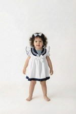 Baby Girls White & Navy Sailor