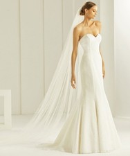 Bianco Ivory Plain Single Tier Cathedral Length Veil with Cut Edge RRP £79!