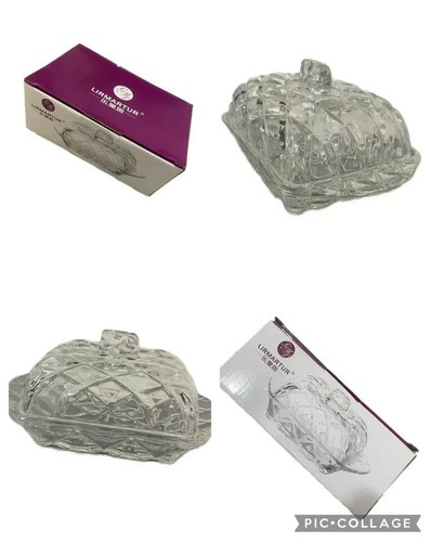 Glass transparent butter dish - transparent,