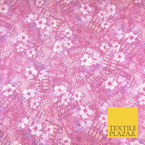 Baby pink floral aztec lattice - floral,
