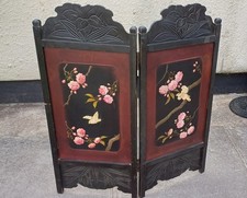 Antique Japanese Small Wooden Handpainted Screen