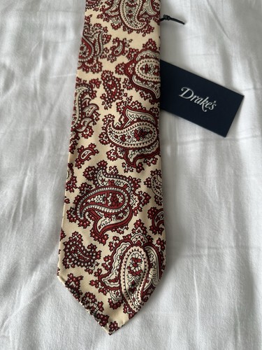 Drakes silk tie paisley wine - drakes,