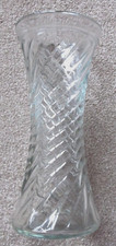 CLEAR GLASS VASE For FLOWERS with Classic Swirl Design 25cm tall x 11cm diameter