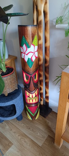 Wooden tiki totem sculpture - totem,