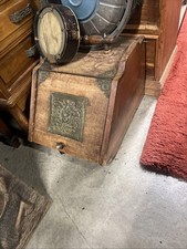 Beautiful Antique Coal Scuttle with Embossed Brass Plaque C.1900 Very Good Cond