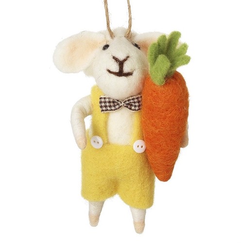 Felt sheep with carrot - carrot, hanging