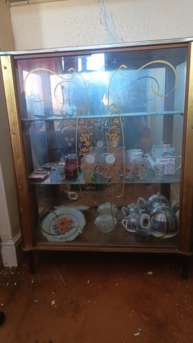 Wood glass display cabinet - wood,