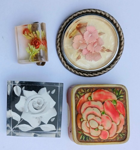 Vintage reverse carved lucite - carved,