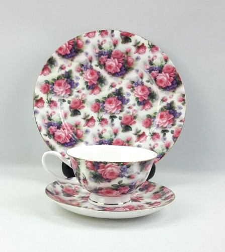 Pink rose bone china tea - rose,