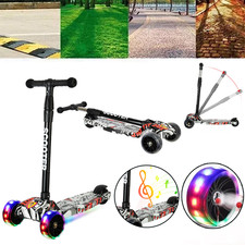 Kids Child Kick Push Scooter 3 Wheels LED Flashing Tilt Lean Boys Girls Scooter