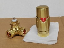CORNER THERMOSTATIC RADIATOR VALVE ONLY BRUSHED BRASS - NO LOCKSHIELD NO ATTACHM