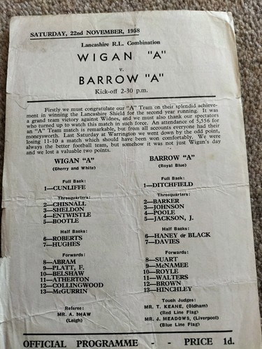 Vintage wigan barrow a - vintage, "a"