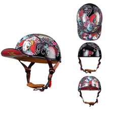 RETRO MOTORCYCLE HALF HELMET BASEBALL CAP DOT CERTIFIED SCOOTER MOPED JET HELMET