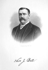 THOMAS J. BELL Ohio Waterphone Company Manager - 1883 Portrait Antique Print