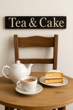 Tea & Cake Sign Vintage Kitchen Bakery Wooden Café Tea room  & kitchen signs