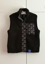 BNWT Lazy Oaf Happy Sad Borg Fleece Vest / Gilet Oversized Size XS/UK10-12-14 