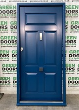 HARDWOOD FRONT DOOR EXTERNAL EXTERIOR 1930S WOODEN TIMBER DESIGNER HANDMADE BLUE
