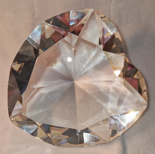 Clear faceted crystal heart - crystal,