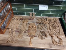 Vintage 70s Macrame Owls ~