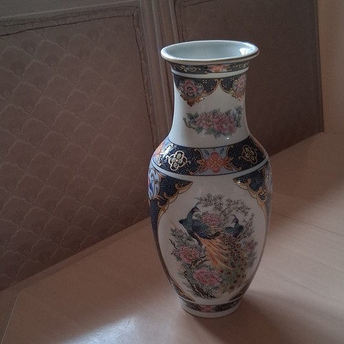 Vintage peacock vase - vintage,