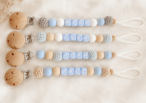 Personalised blue dummy clip - blue,