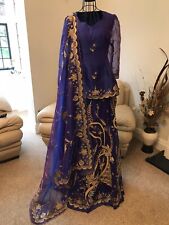 Gorgeous Purple Designer Indian Wedding Bridal Lengha Sari - Size 8 - RRP £1,750