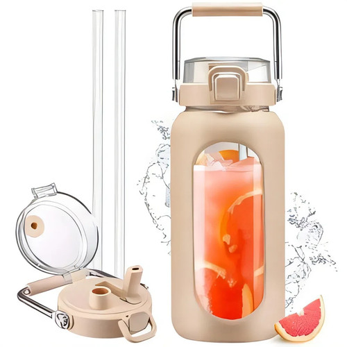Glass water bottle with - water,