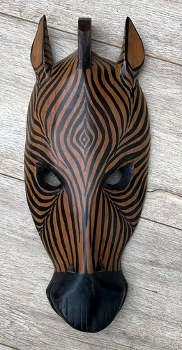 Handcarved zebra mask - mask, art