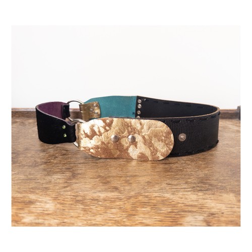 Vintage wide leather hip belt - hip,