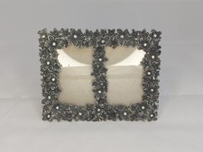 Pretty Floral Monsoon Home Decor Metal Jewelled Small Double Photo Frame