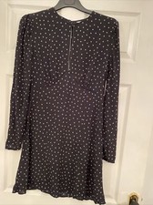 Topshop Black Star Print Backless Back Split Long Sleeve Dress Size 8